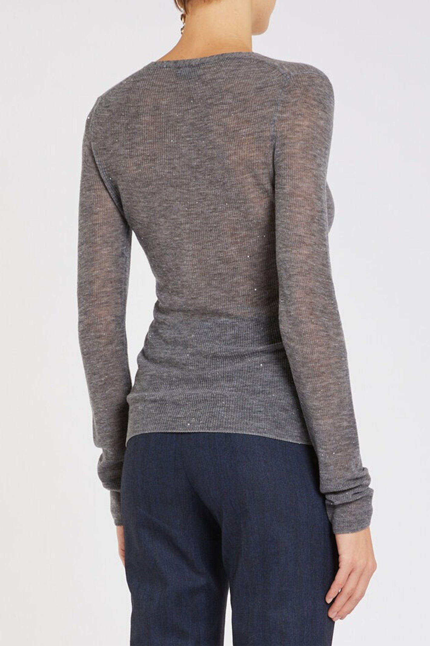 Marella MA12010 Bazar Grey Melange Sequin Detail Wool Cardigan