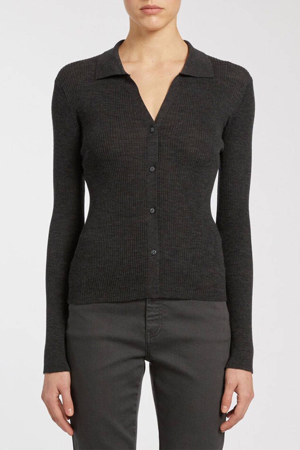 Marella MA12111 Nias Dark Grey Ribbed Wool Cardigan