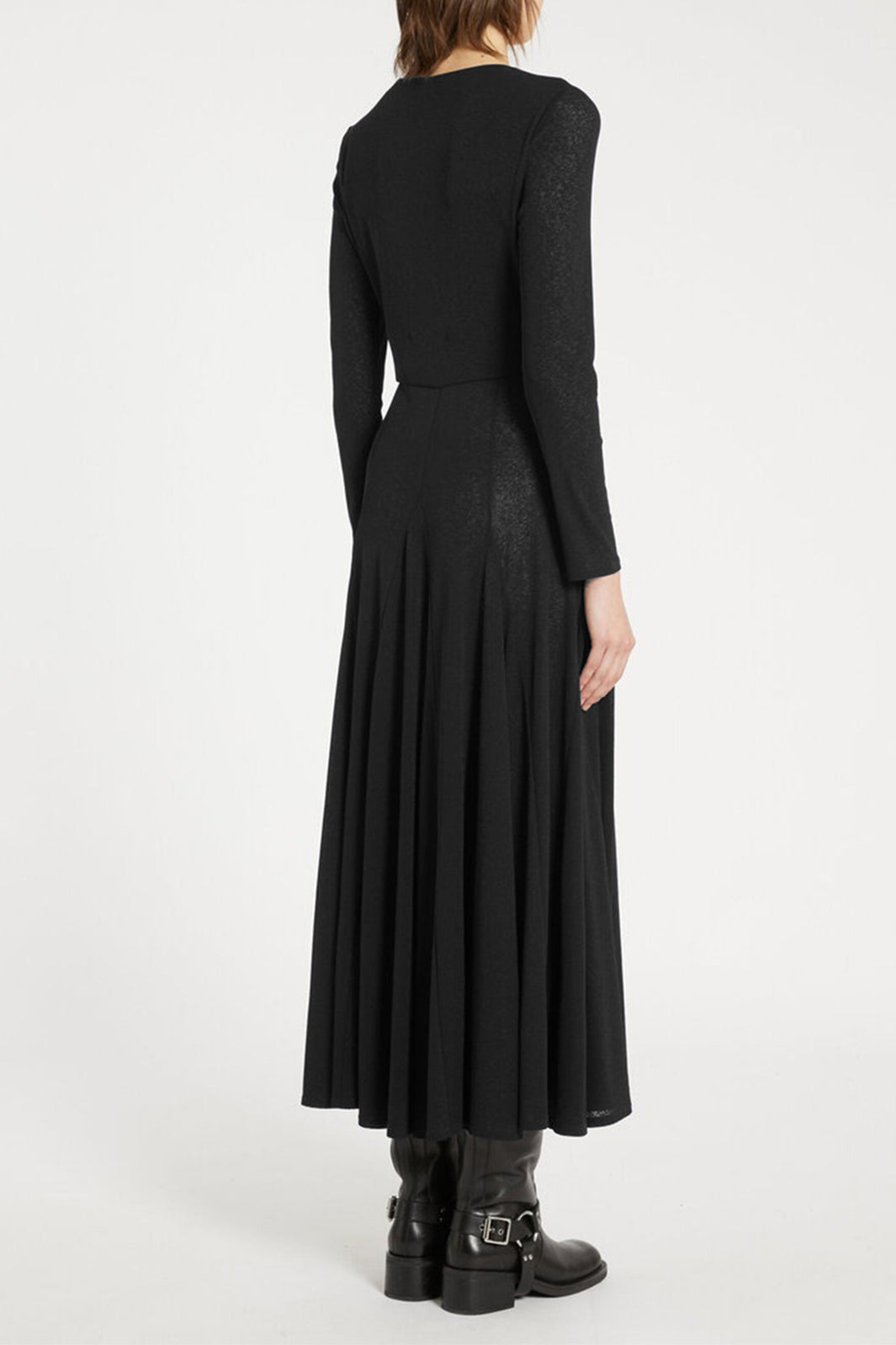 Marella Mecene 2523626044200 Black Tulle Jersey Long Flared Dress
