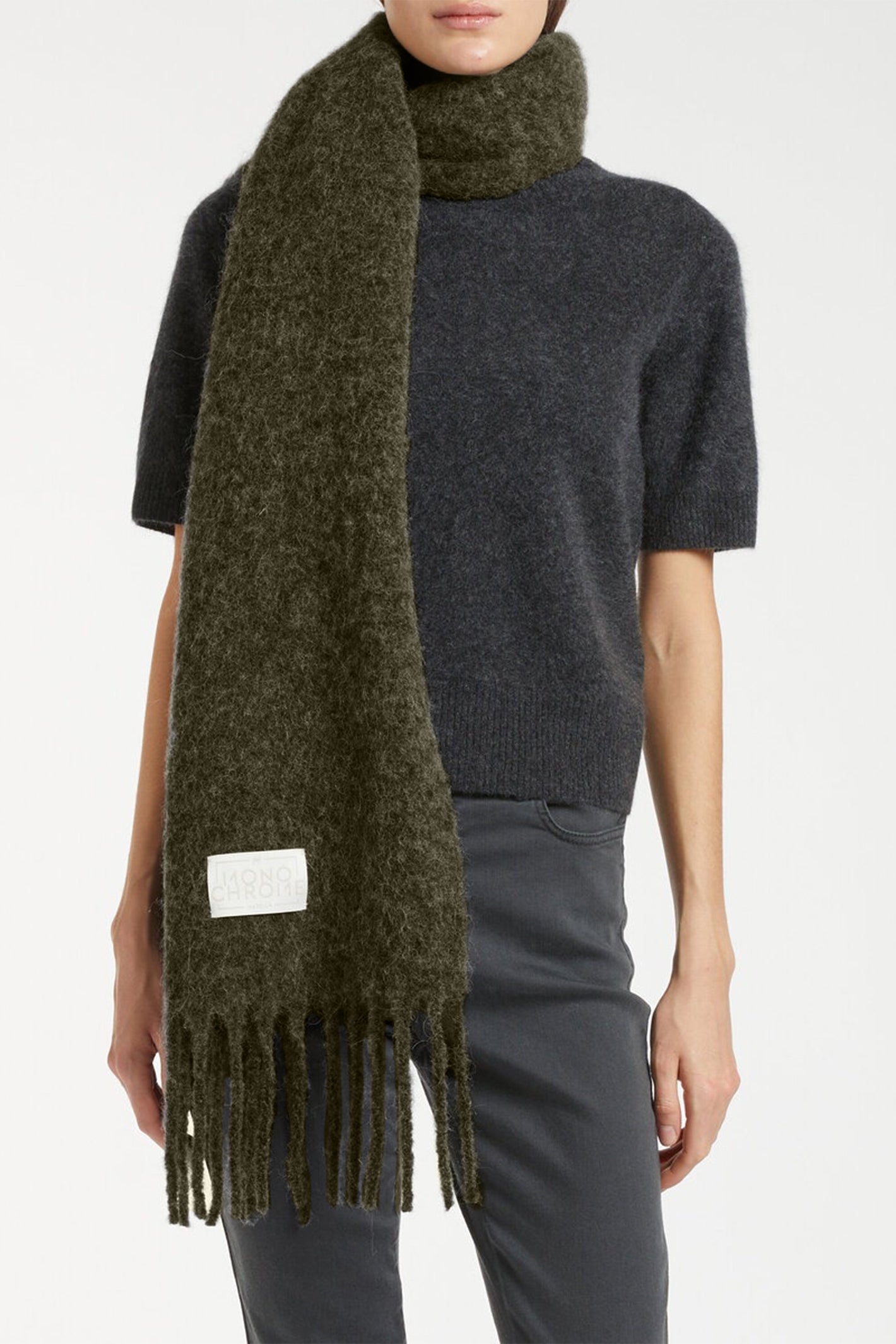 Marella Merle 2523546057200 Olive Green Fringed Scarf