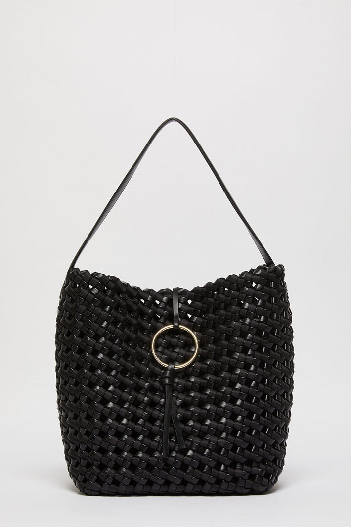Marella Mlabarca Black Woven Large Bucket Bag 2613511187200