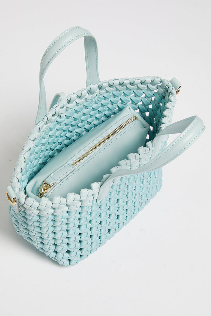 Marella Mlacalca Water Blue Woven Two Handle Handbag 2613511037200