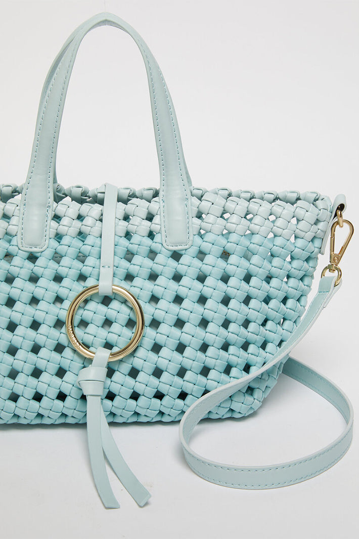 Marella Mlacalca Water Blue Woven Two Handle Handbag 2613511037200
