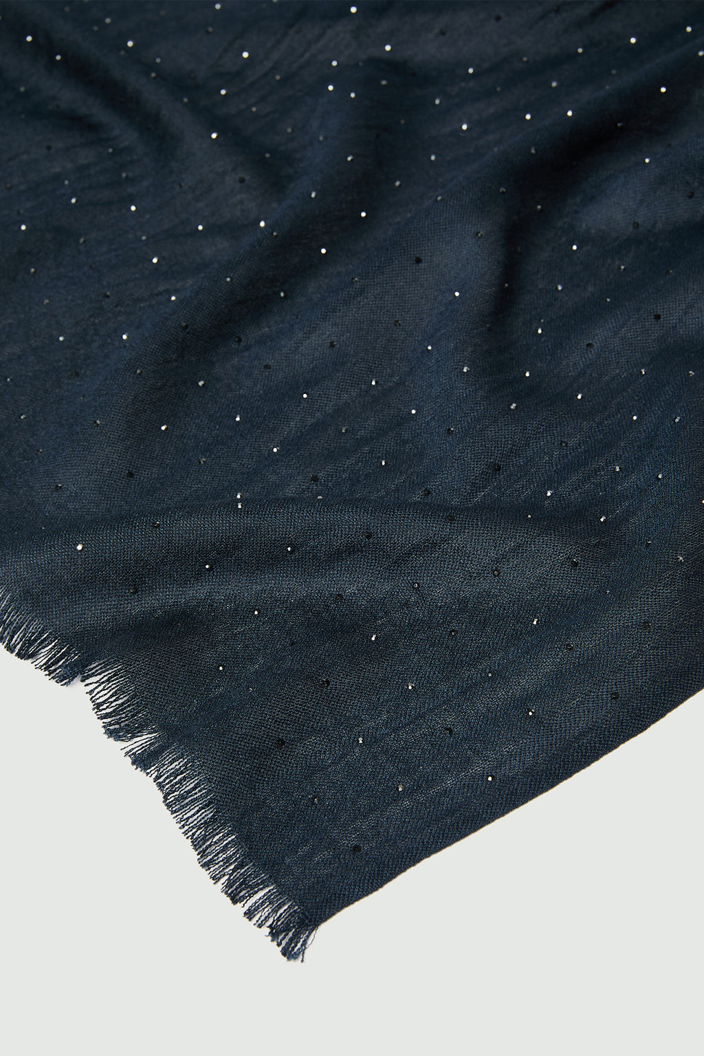 Marella MLAPEVERA Navy Strass Wool & Viscose Scarf, fabric detail
