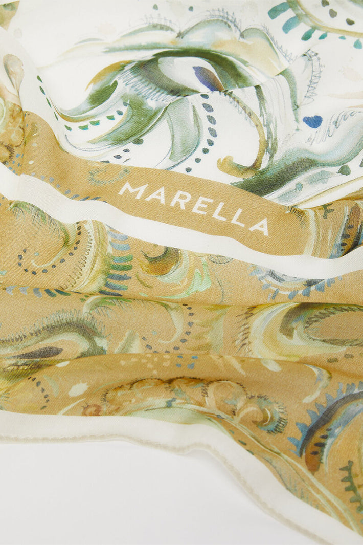 Marella Mlapontile 2613541057200 Yellow Print Silk Blend Square Scarf