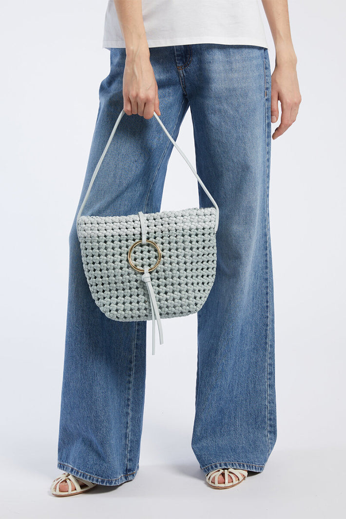 Marella Mlazaffo Water Blue Woven Small Bucket Bag 2613511207200