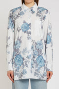 Marella Mllamici Light Blue Rose Print Stretch Cotton Shirt 2613111101200