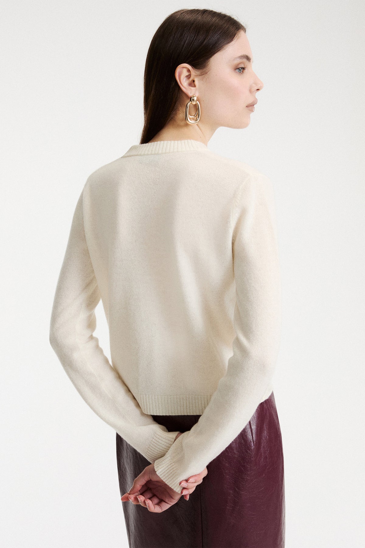 Marella MLLCICOGNA Cream White 100% Cashmere Yarn Cardigan, alternate view