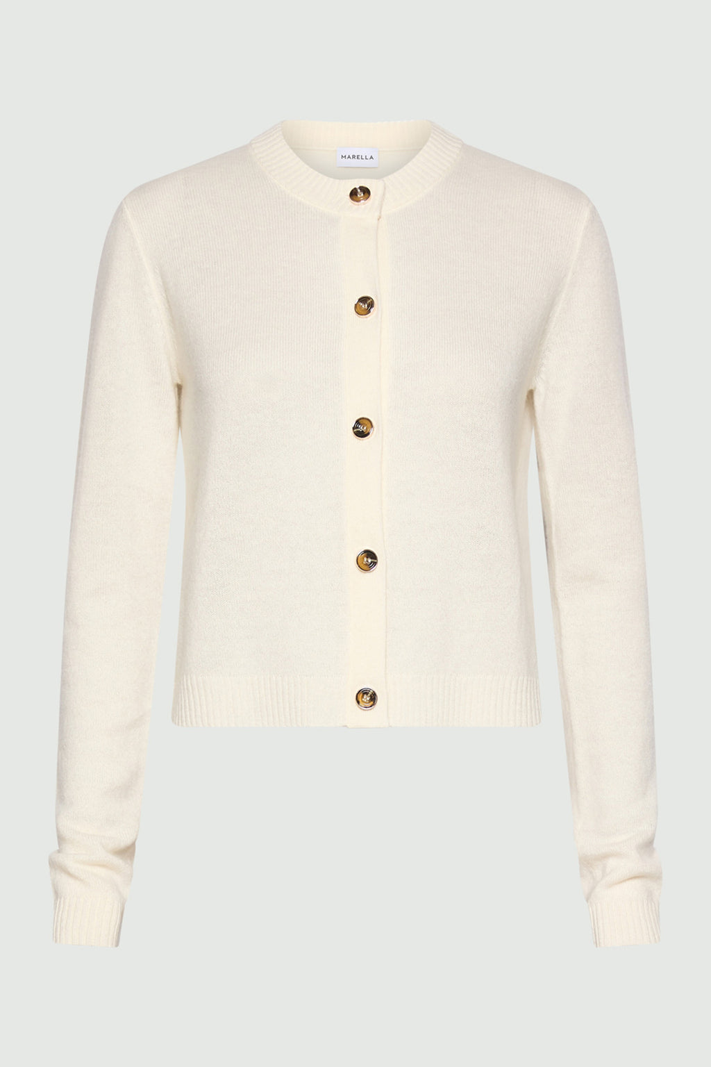 Marella MLLCICOGNA Cream White 100% Cashmere Yarn Cardigan, packshot