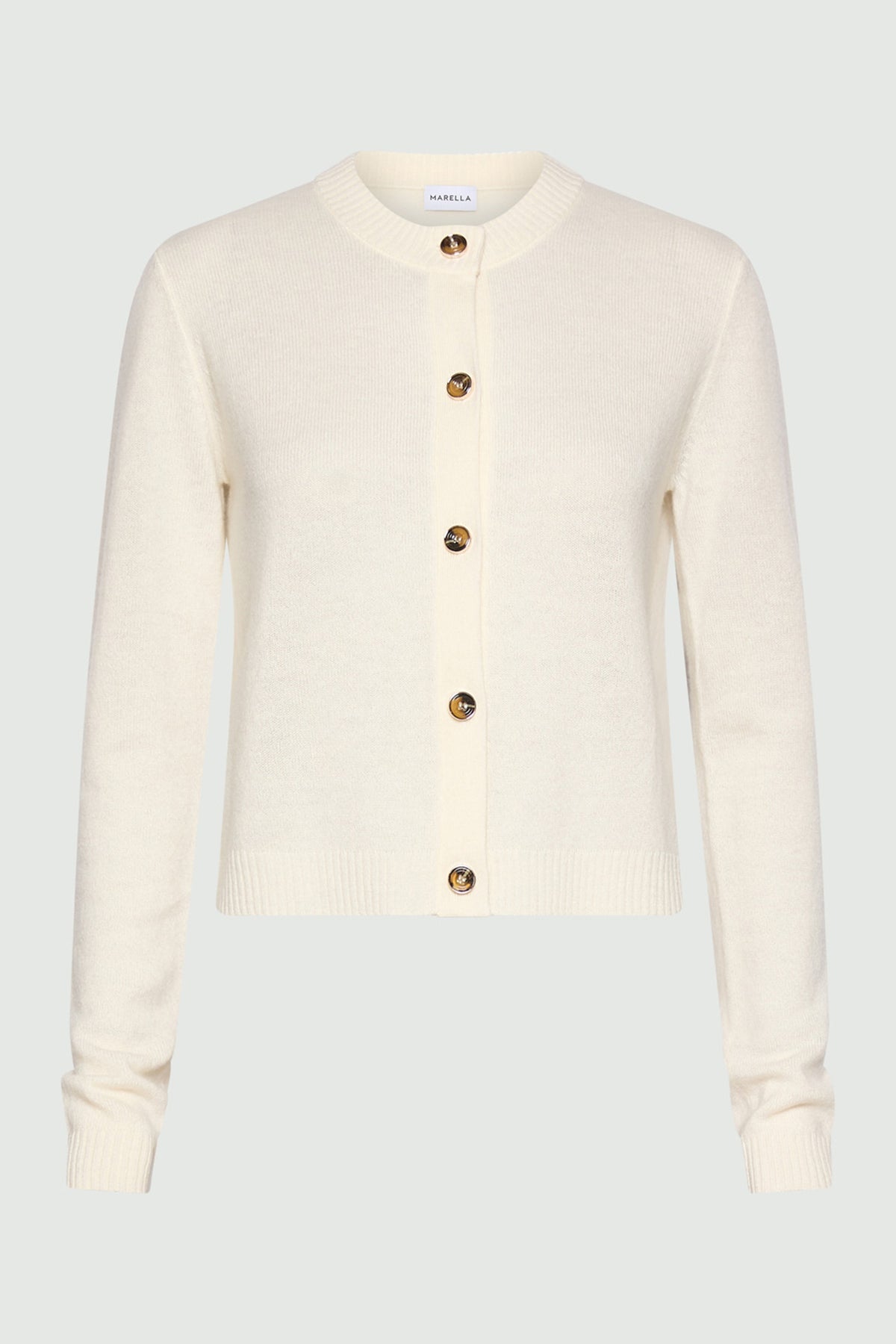 Marella MLLCICOGNA Cream White 100% Cashmere Yarn Cardigan, packshot