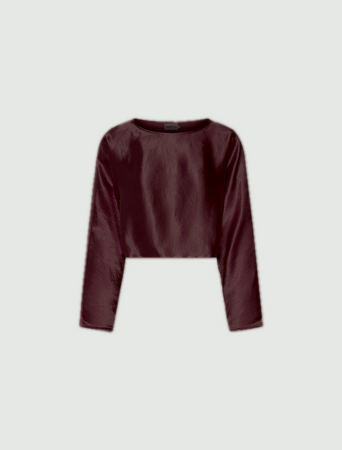 Marella MLLESPOSTO Bordeaux Washed Pure Acetate Satin Shirt, front view