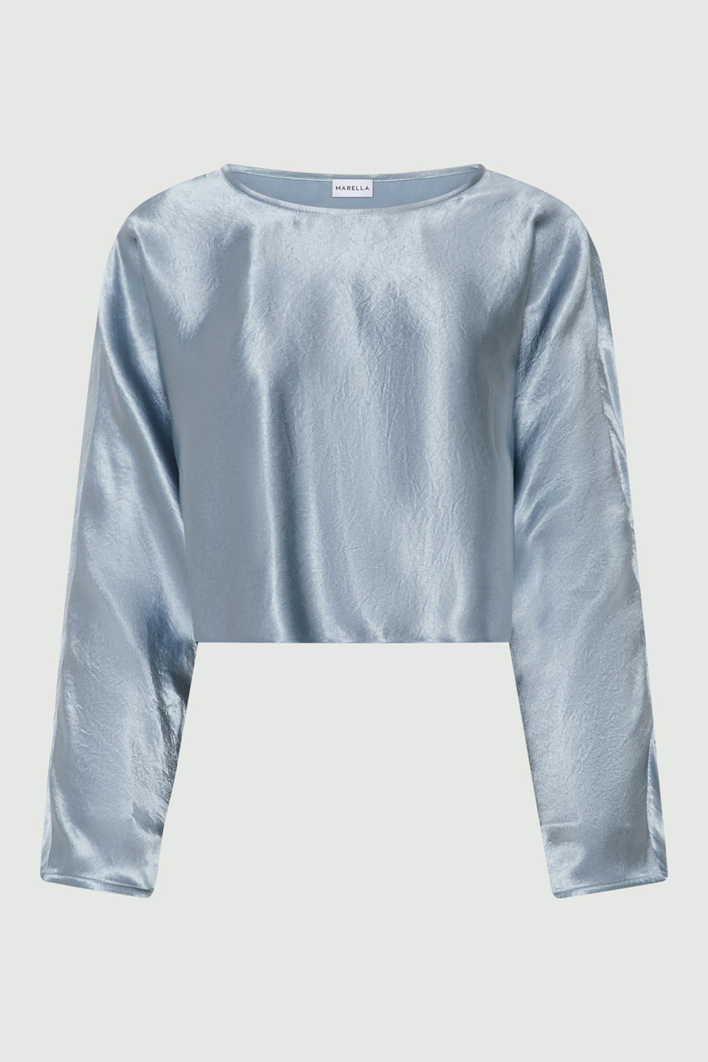 Marella MLLESPOSTO Dust Blue Washed Pure Acetate Satin Shirt, packshot