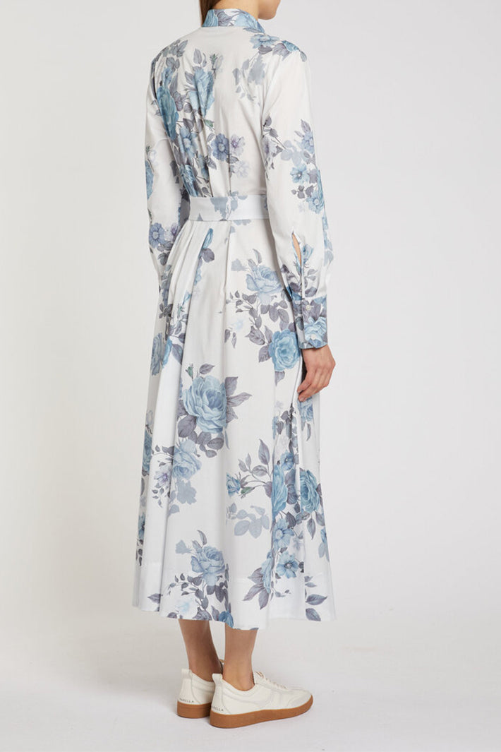 Marella Mllformic Light Blue Rose Print Shirt Dress 2613221161200