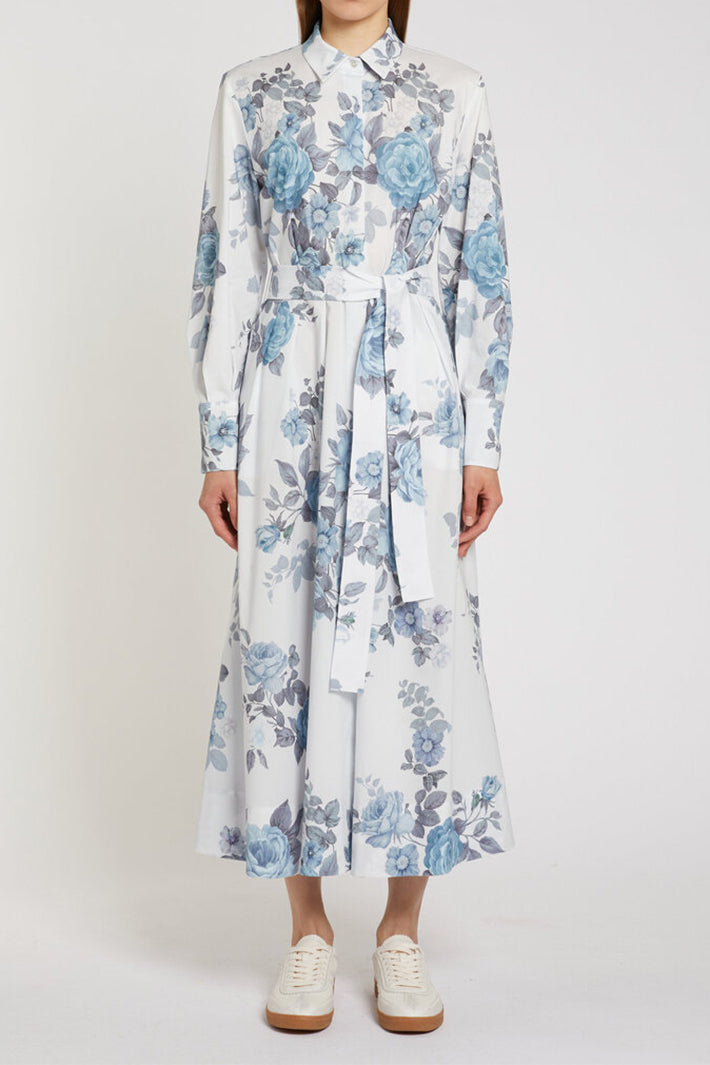 Marella Mllformic Light Blue Rose Print Shirt Dress 2613221161200