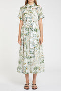 Marella Mllgalli Optical White Print Cotton Silk Shirt Dress 2613221342200