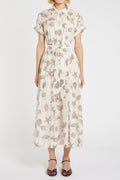 Marella Mllgalli Wool White Cotton Silk Seashell Print Shirt Dress 2613221342200
