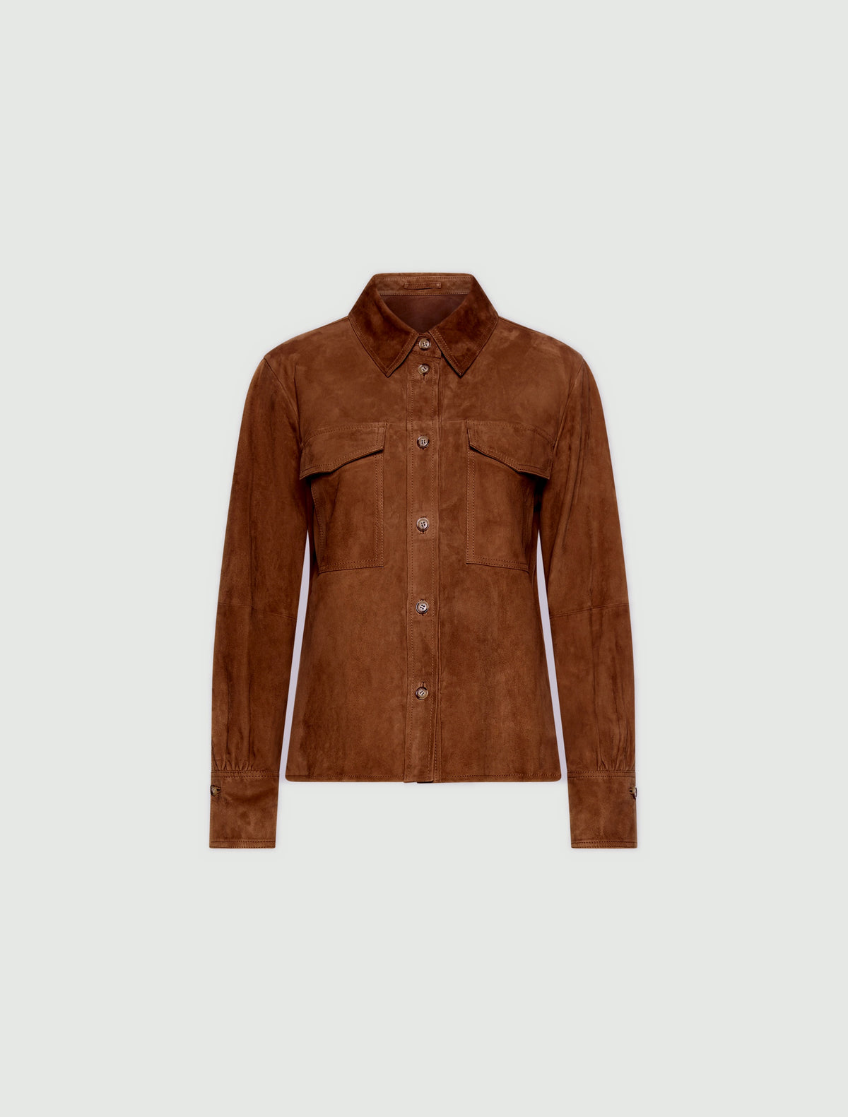 Marella MLLGIALLO Cognac Real Suede Jacket, front view