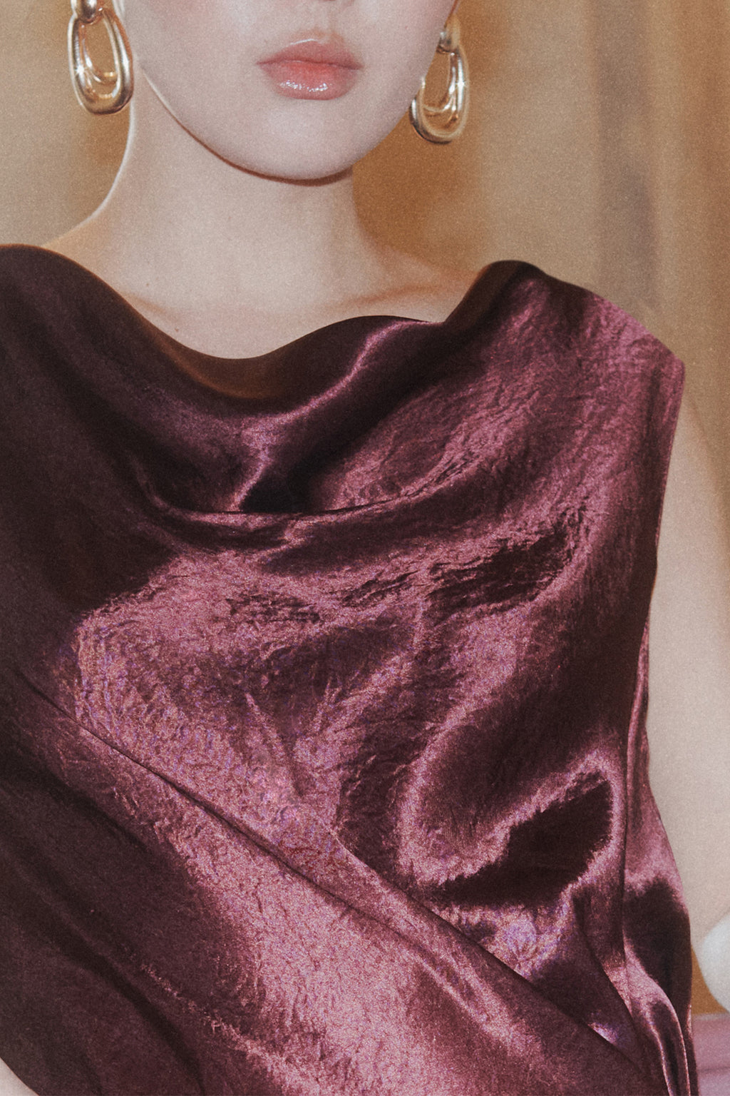 Marella MLLLIBERO Bordeaux Satin Dress, detail view