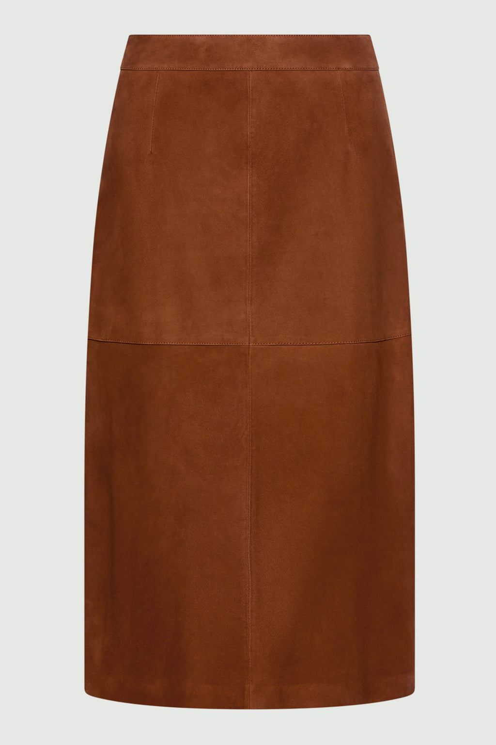 Marella MLLMARMO Cognac Brown Real Suede Skirt, packshot
