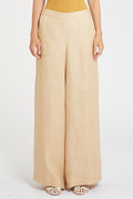 Marella Mllottelia Buck Beige Wide Leg Long Linen Trousers 2613131062200