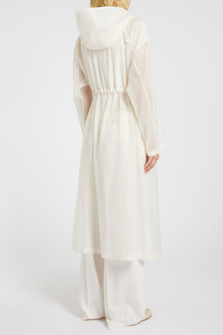 Marella Mlmvelo Wool White Long Sleeved Organza Overcoat 2613121015200