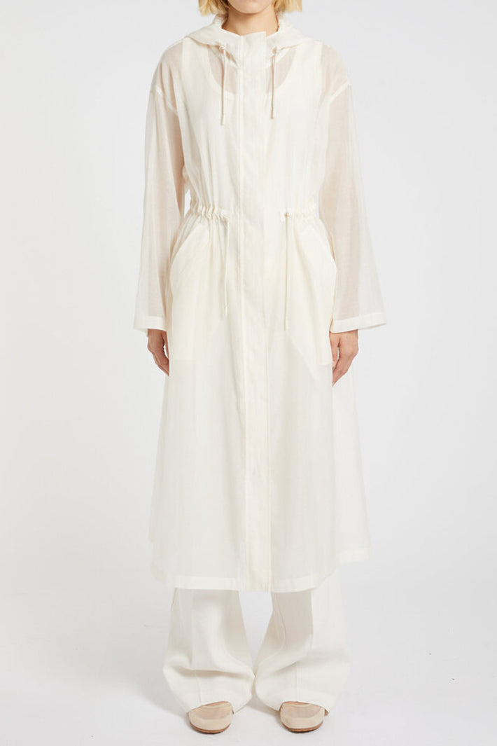 Marella Mlmvelo Wool White Long Sleeved Organza Overcoat 2613121015200