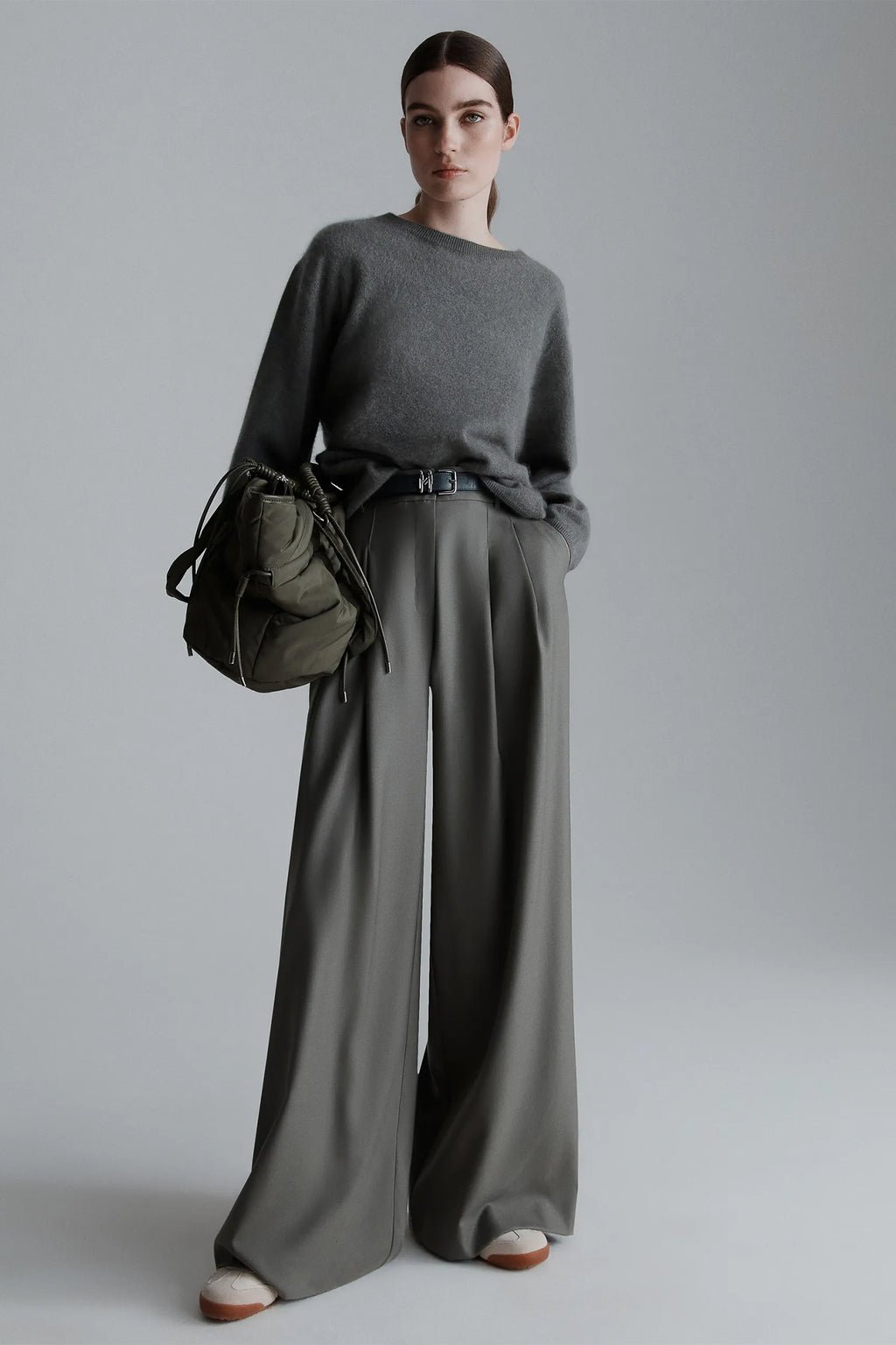 Marella Nanti 2523366085200 Olive Green Wool Cashmere Jumper