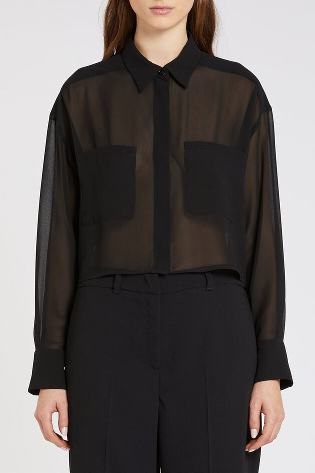 Marella Nocher 2523116063200 Black Light Crepe Georgette Shirt