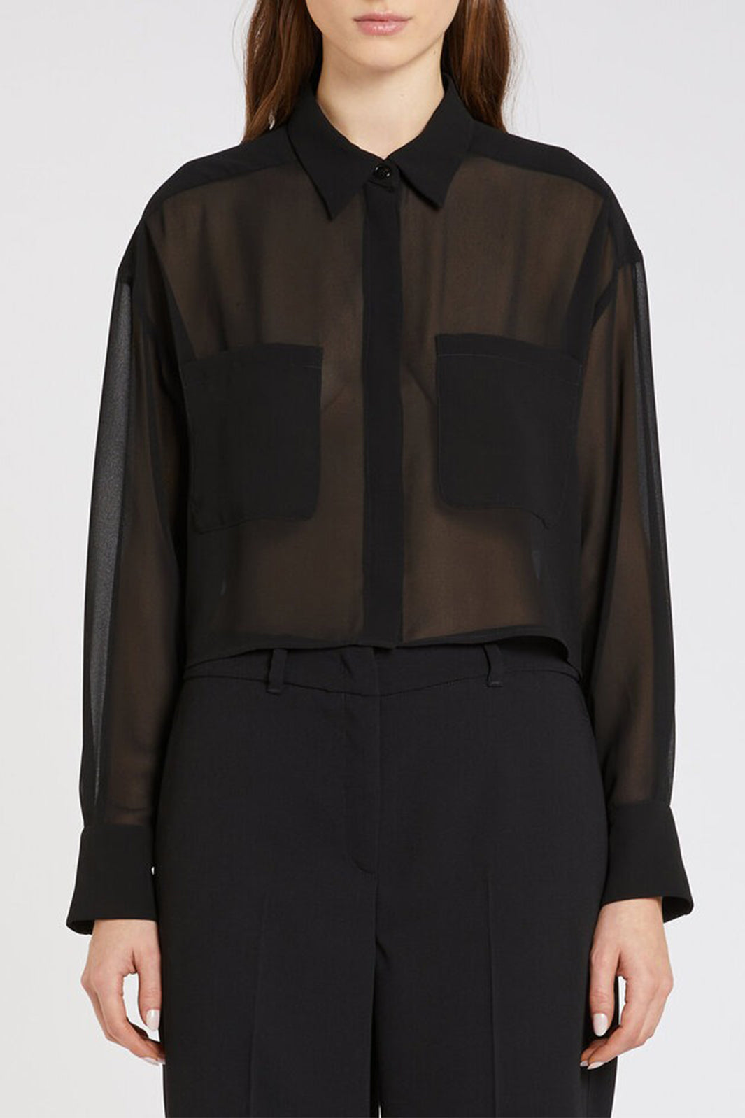 Marella Nocher 2523116063200 Black Light Crepe Georgette Shirt