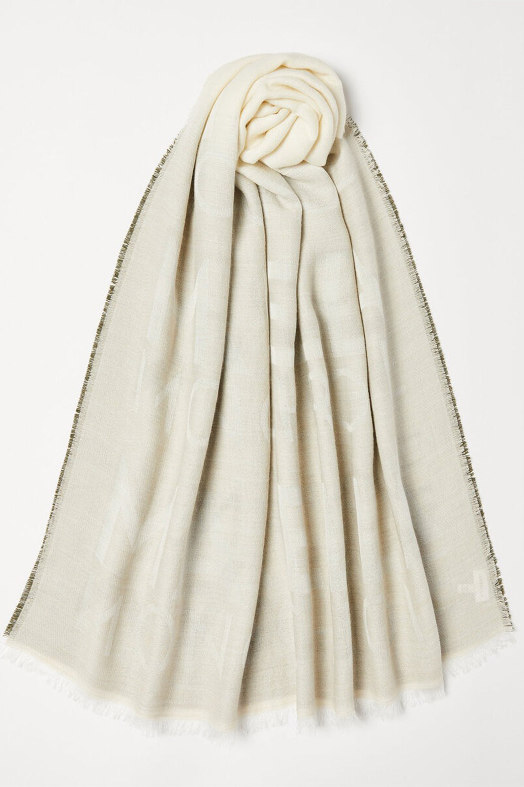 Marella Pale 2523546027200 Ivory Bicolour Wool-Blend Motif Scarf
