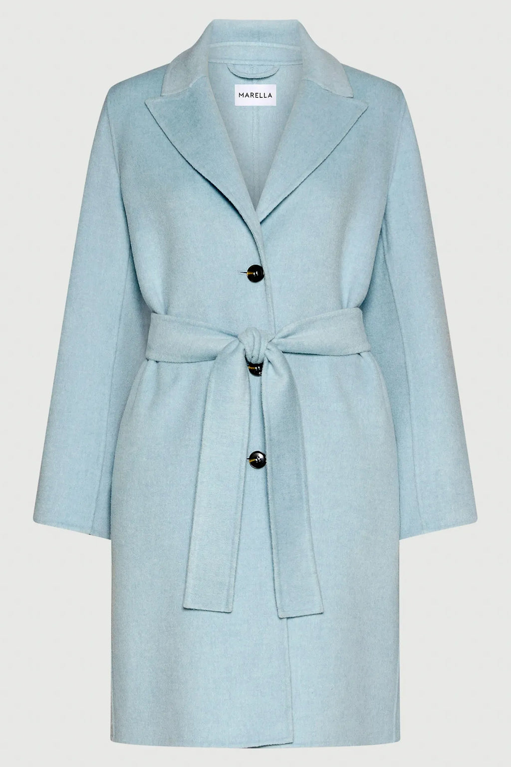 Marella Polka 2523016091200 Light Blue Double-Faced Wool-Blend Coat