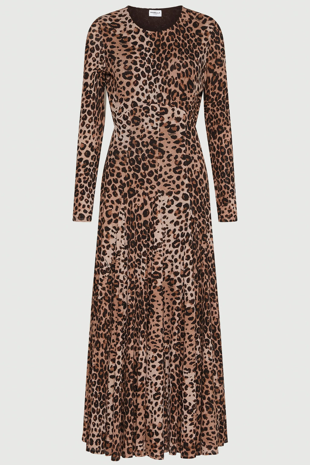 Leopard print dress on a light gray background