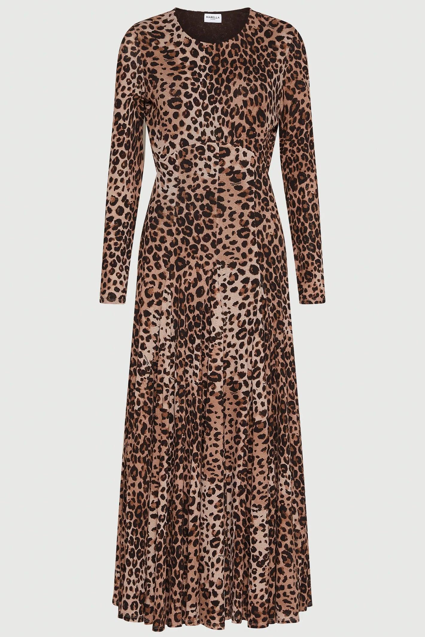 Leopard print dress on a light gray background