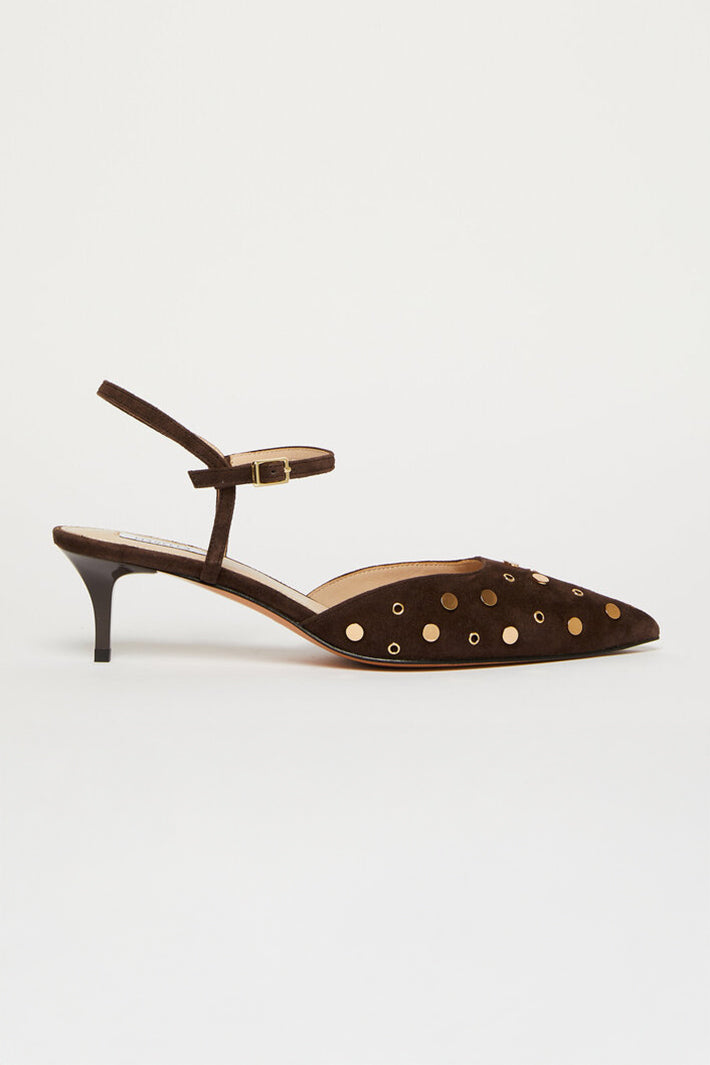 Marella Mladuomo Dark Brown Suede Slingback Shoes 2613521046200