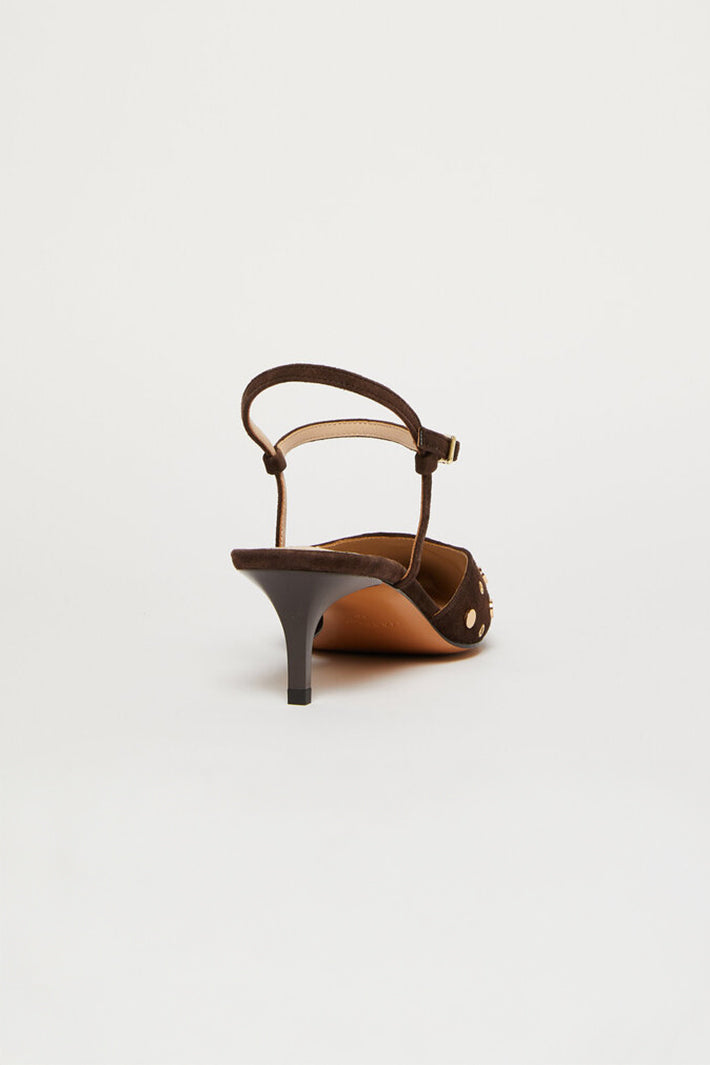 Marella Mladuomo Dark Brown Suede Slingback Shoes 2613521046200