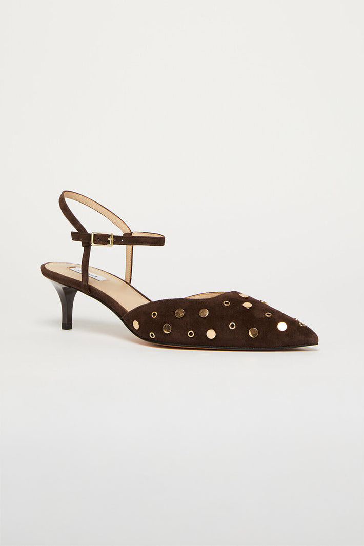Marella Mladuomo Dark Brown Suede Slingback Shoes 2613521046200