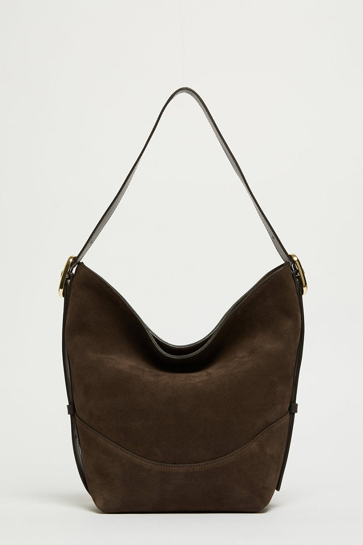 Marella Mlazebra Dark Brown Suede Hobo Bag 2613513076200