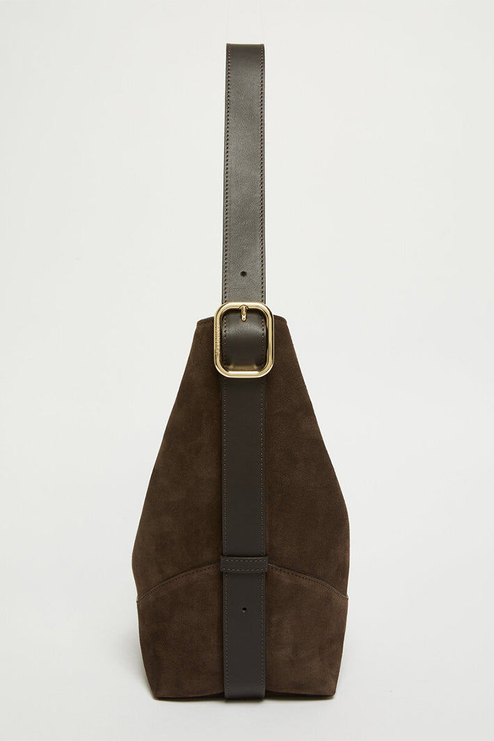 Marella Mlazebra Dark Brown Suede Hobo Bag 2613513076200