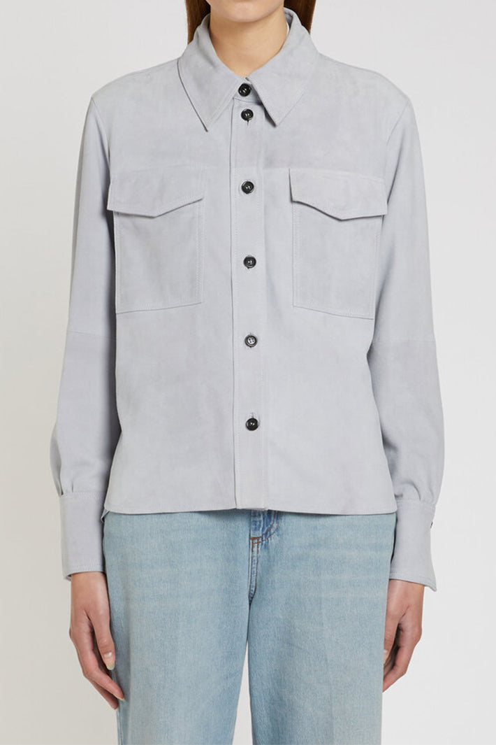 Marella Mllapogeo Light grey Suede Shirt Jacket 26134410812