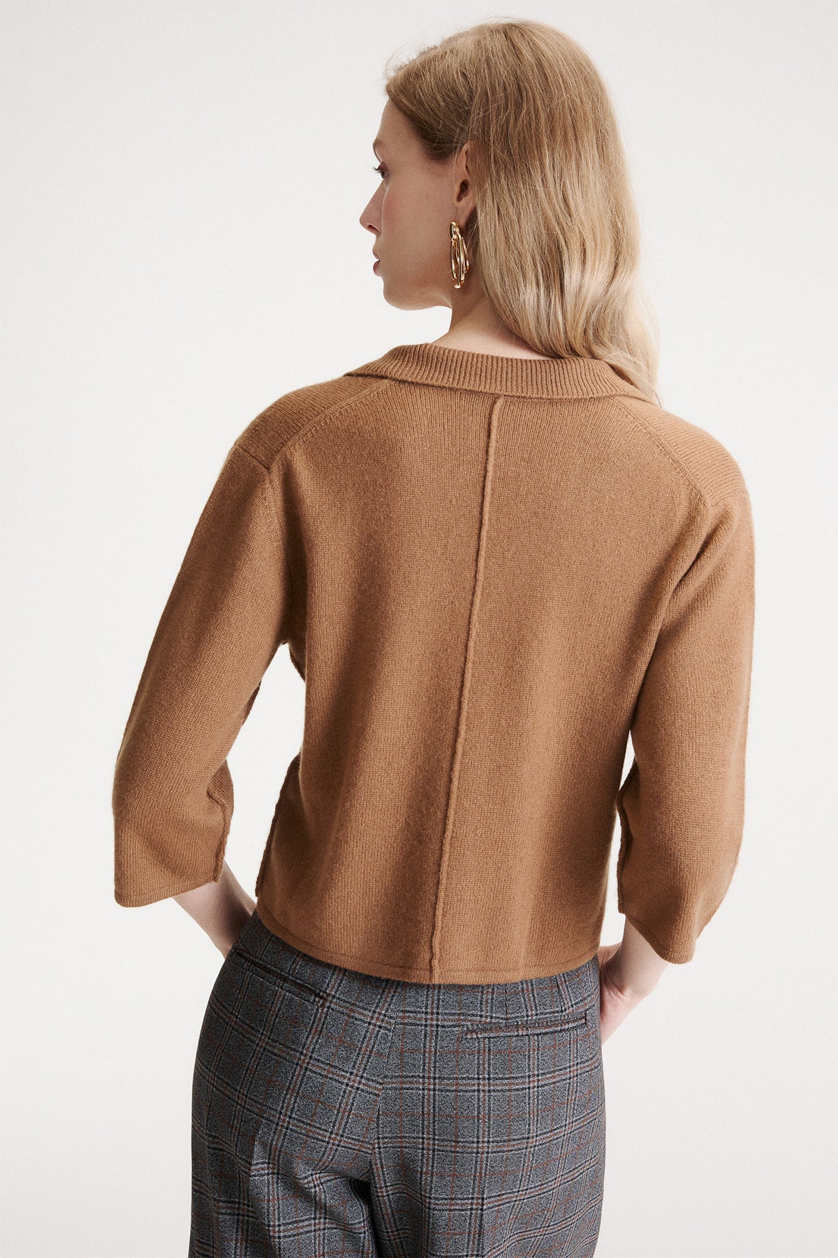 Marella Sport MLSALPACA Camel Brown Cashmere Wool Yarn Cardigan, alternate view
