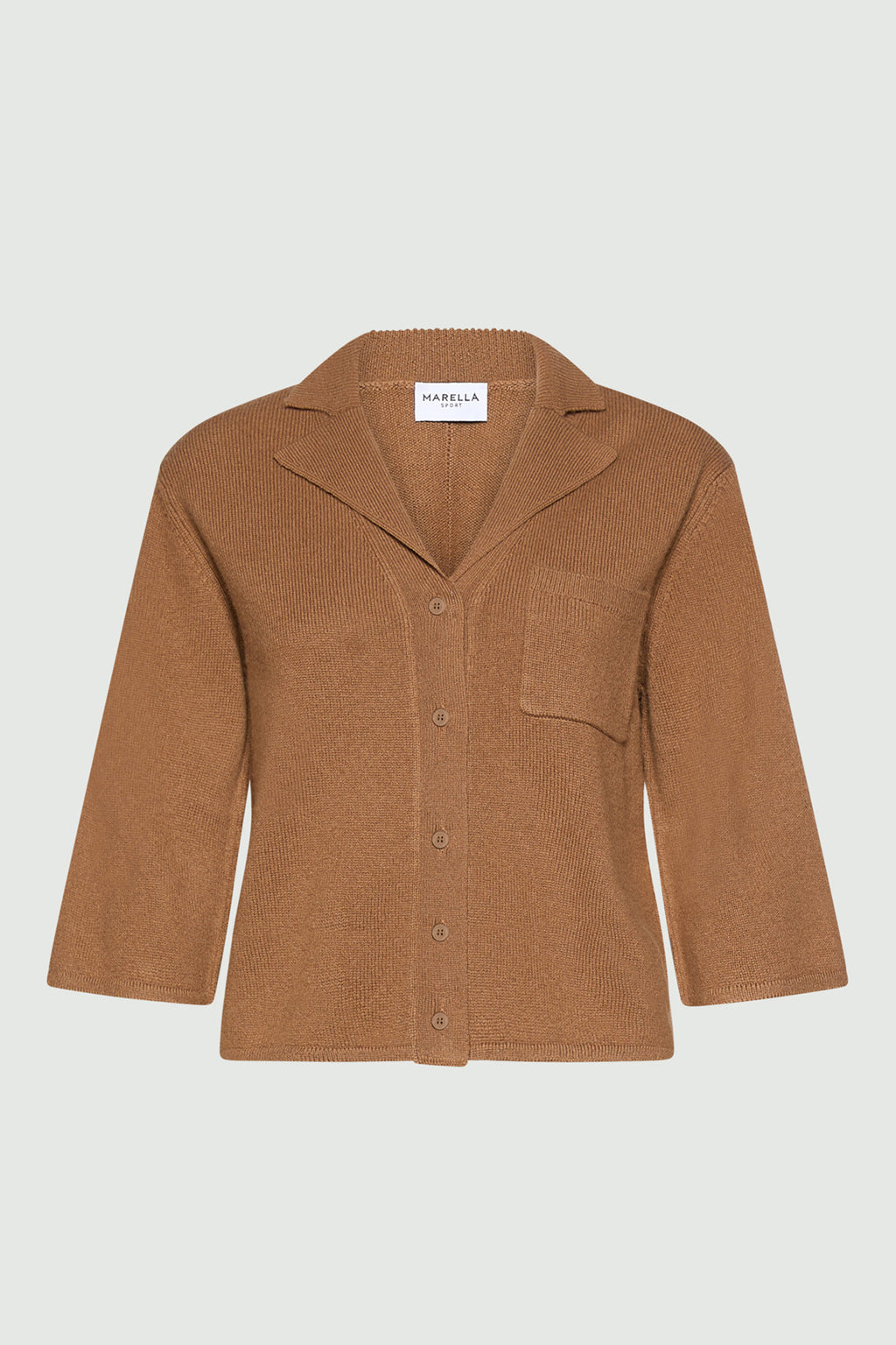 Marella Sport MLSALPACA Camel Brown Cashmere Wool Yarn Cardigan, packshot