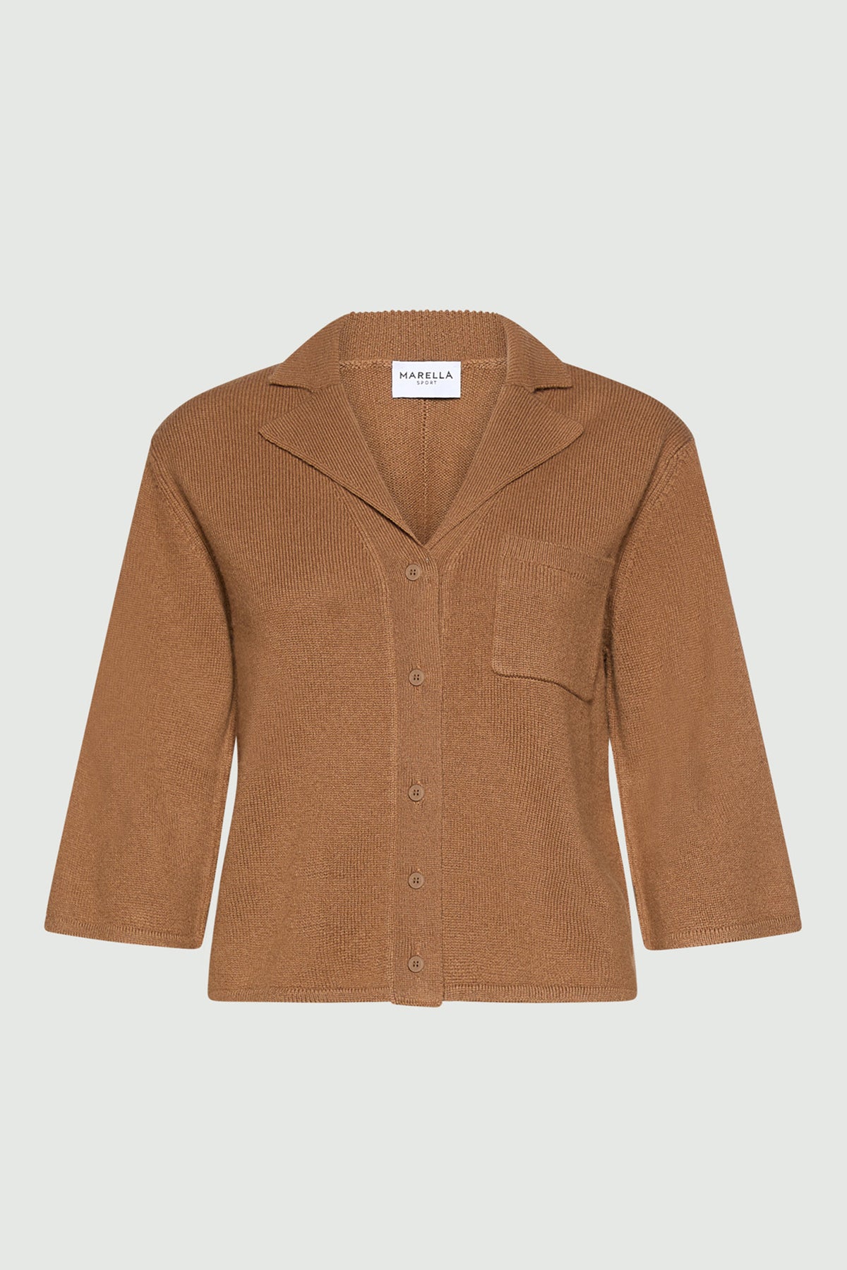 Marella Sport MLSALPACA Camel Brown Cashmere Wool Yarn Cardigan, packshot