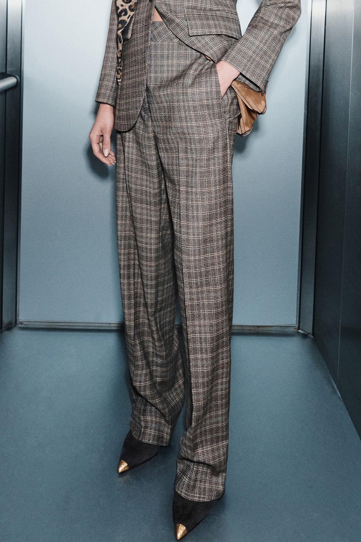 Marella Sport MLSONORATA Turtledove Stretch Wool Flannel Trousers, detail view