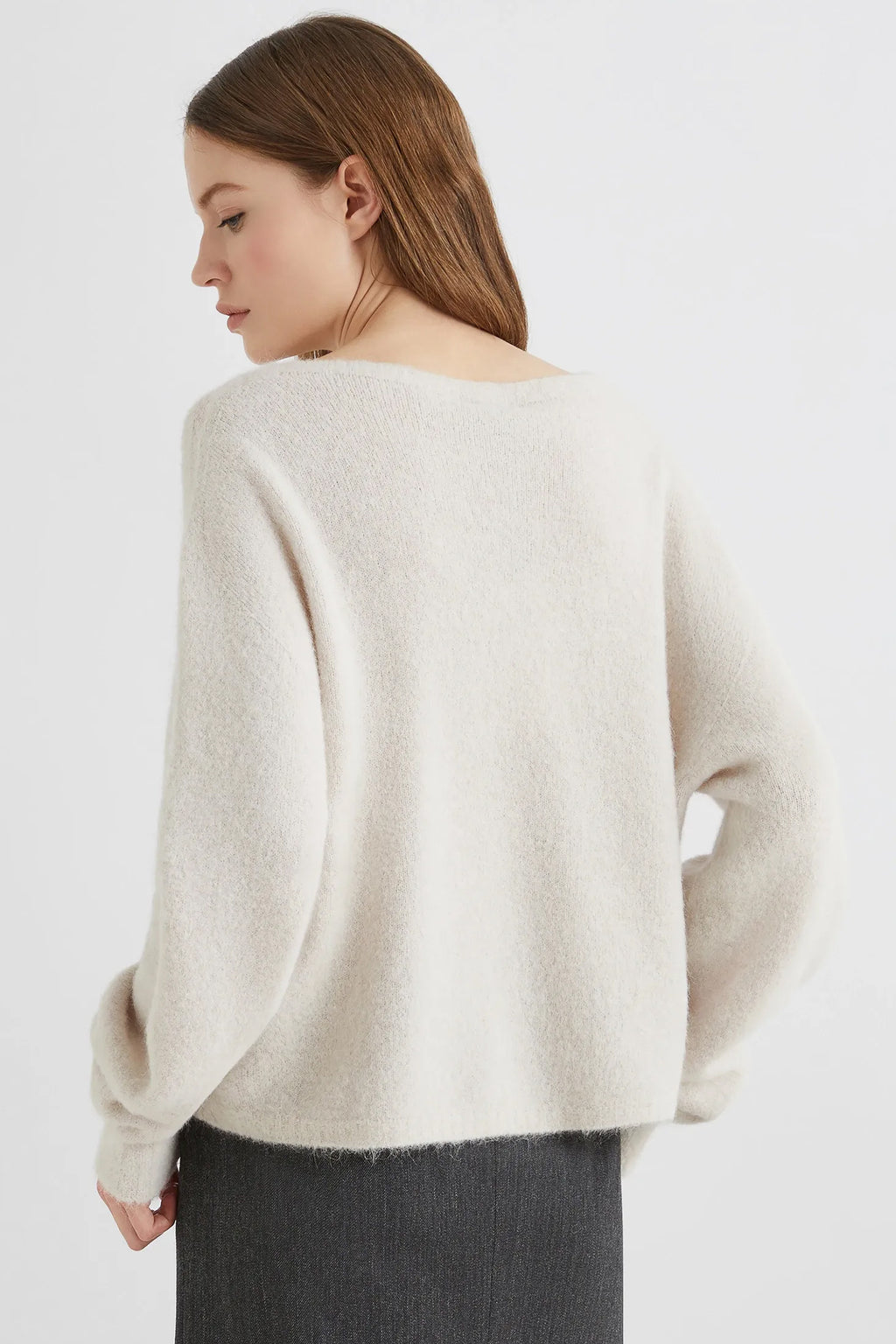 Marella Tania 2523366352200 Natural Beige Alpaca Crew Neck Sweater