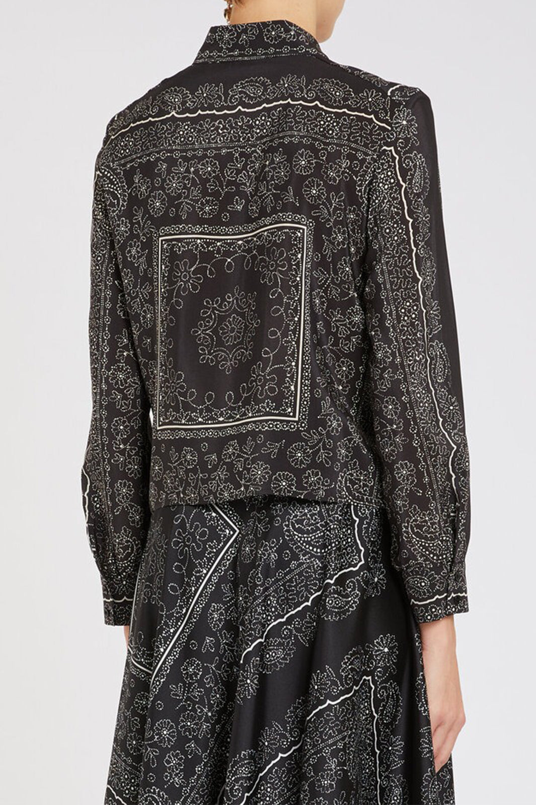 Marella Vischio 2523116171200 Black Print Silk Foulard Shirt