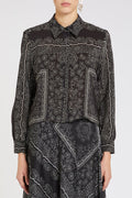 Marella Vischio 2523116171200 Black Print Silk Foulard Shirt