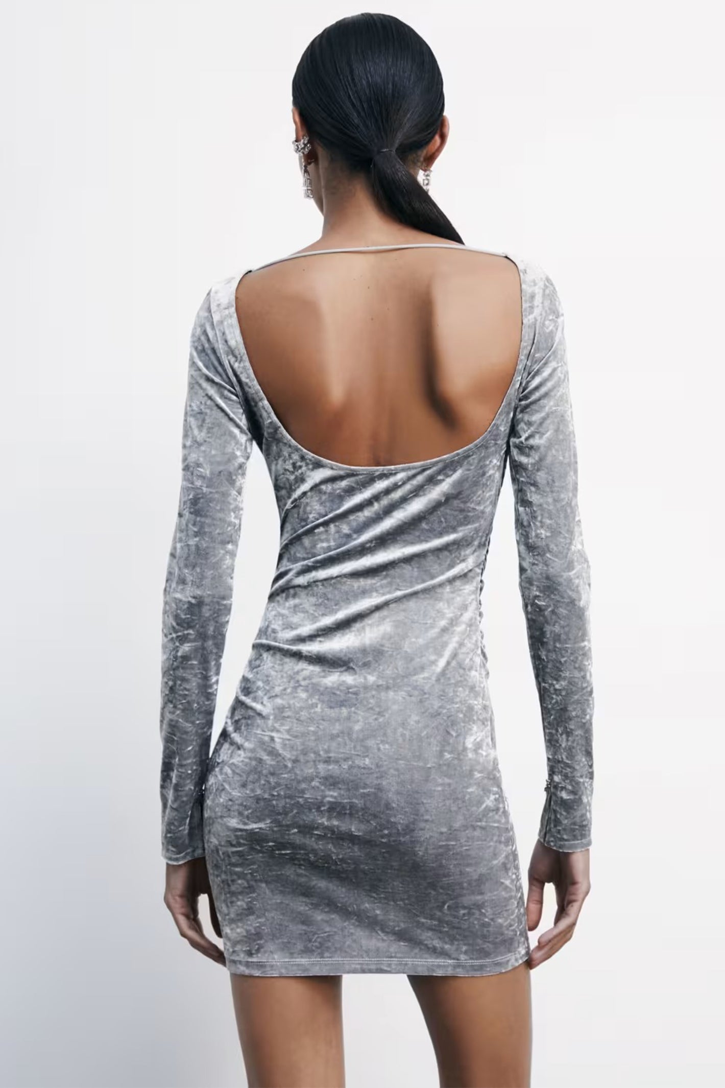 Patrizia Pepe 2A2979 Abito Mistery Gray Velvet Mini Dress*