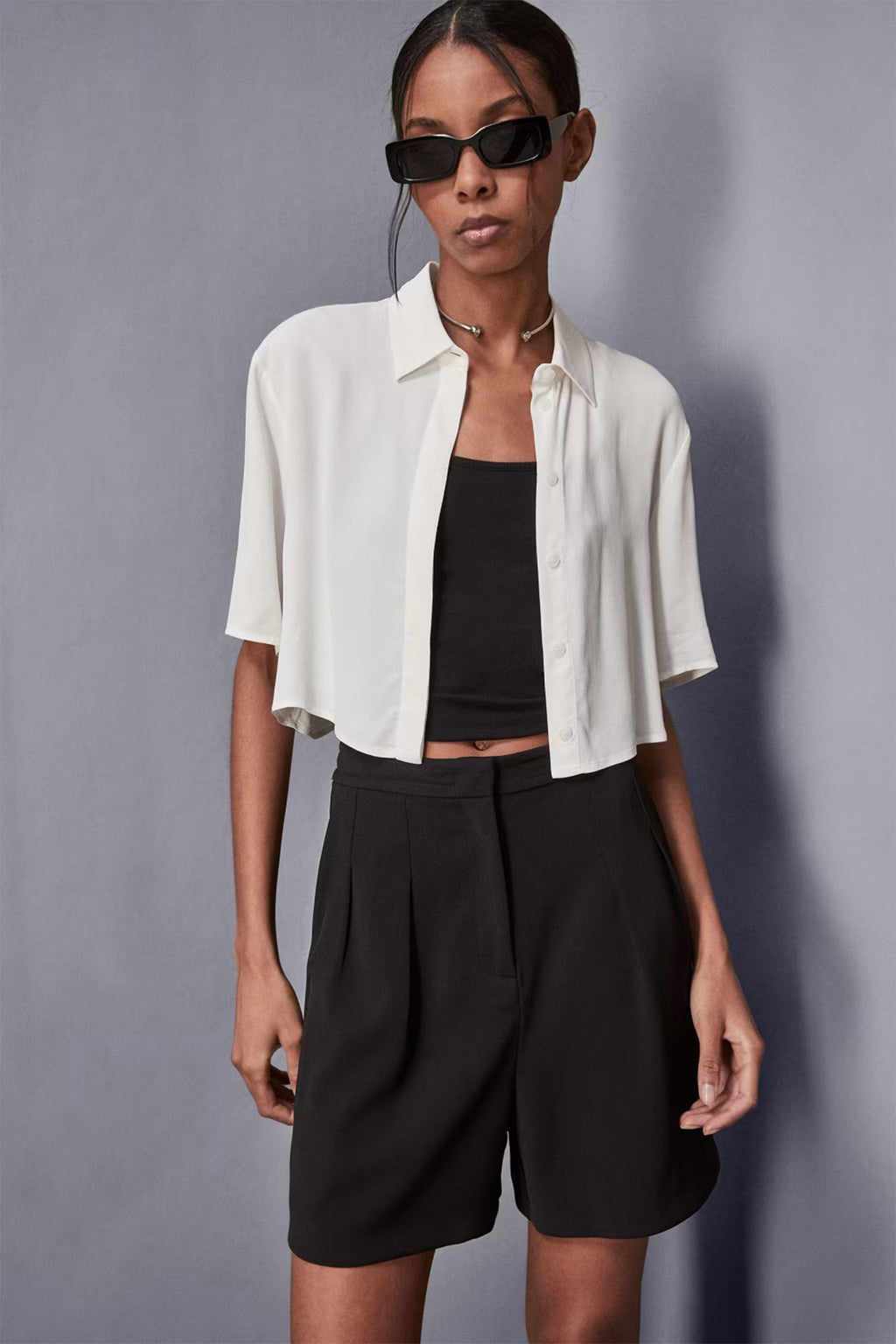 Patrizia Pepe 2C1621 W146 Bianco White Cropped Soft Fit Shirt