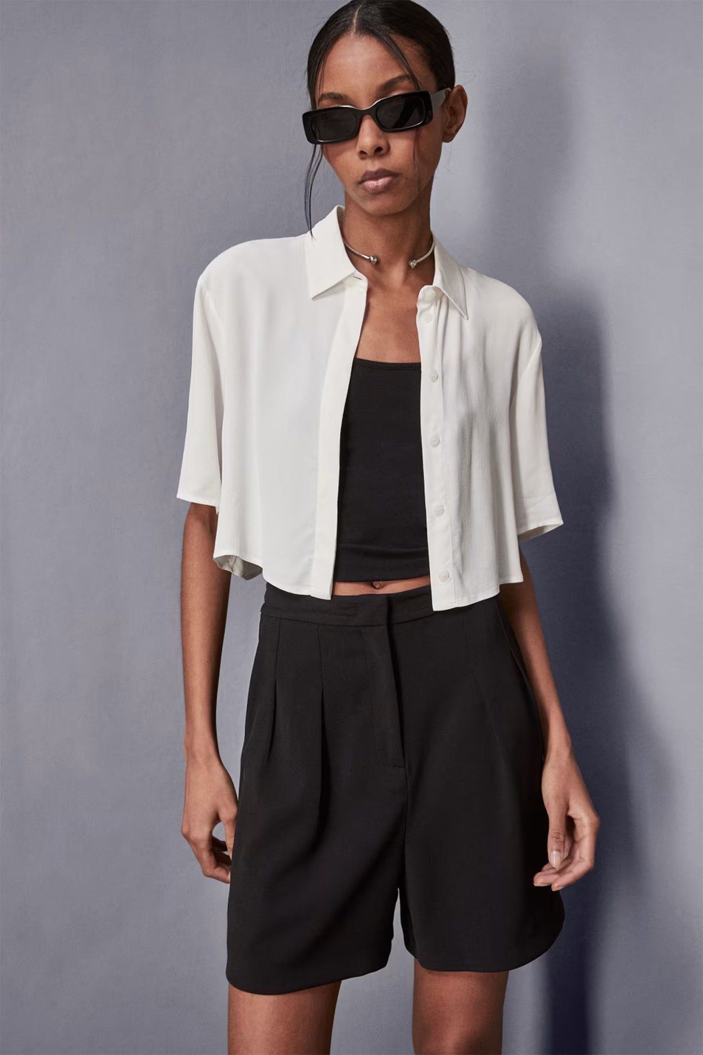 Patrizia Pepe 2C1621 W146 Bianco White Cropped Soft Fit Shirt