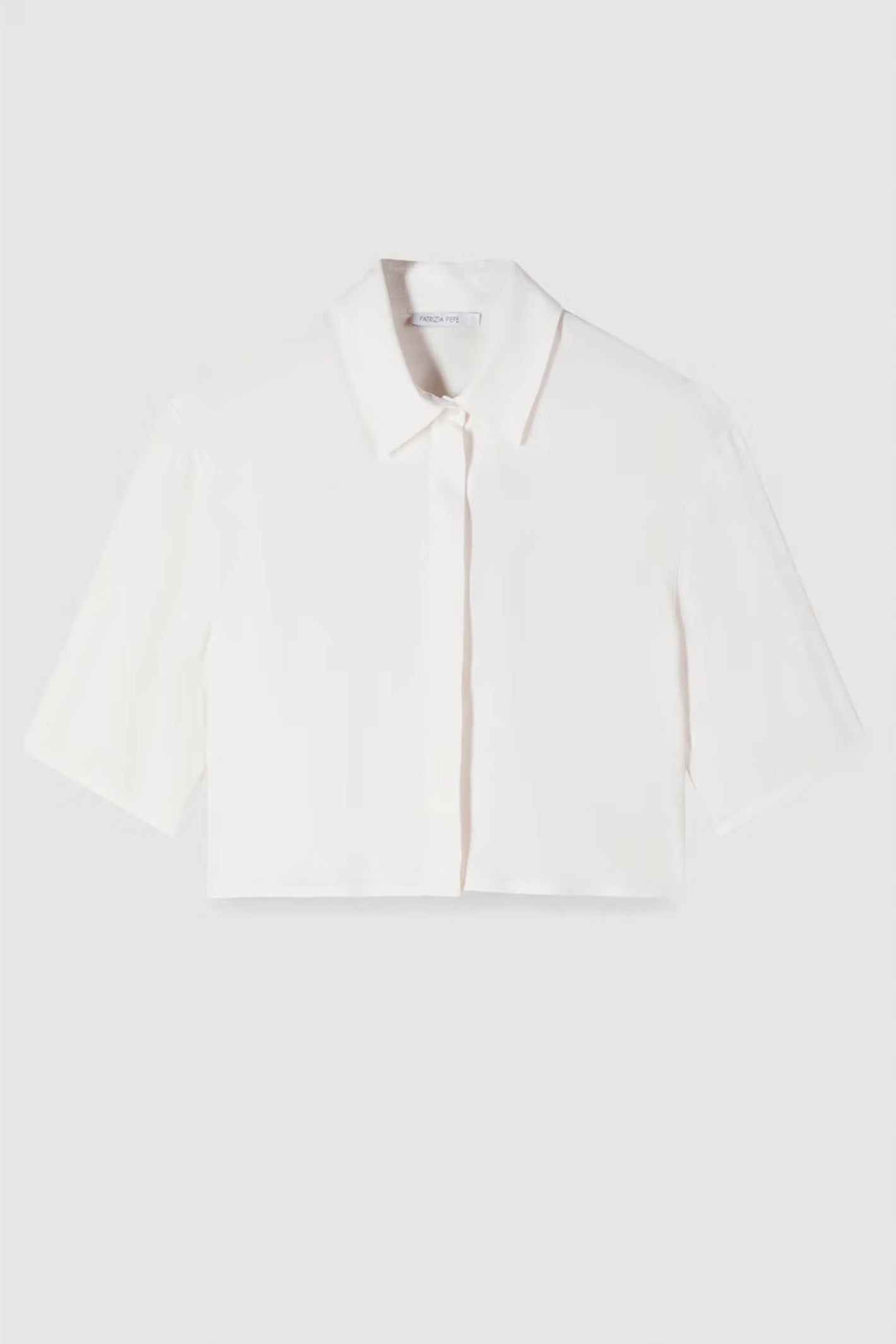 Patrizia Pepe 2C1621 W146 Bianco White Cropped Soft Fit Shirt